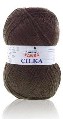 100g Strickgarn CILKA by VLNIKA Klassikgarn Strickwolle mit Schimmereffekt, dunkelbraun