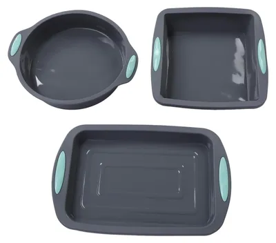 3er Set Silikon-Backformen, antihaftbeschichtet, ofenfest