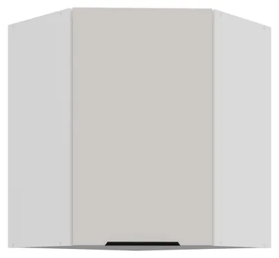 Produktbild von Küchen Eckhängeschrank 60x60 cm COMO Kaschmir beige matt + Weiß matt Küche Küchenzeile Küchenblock Einbauküche