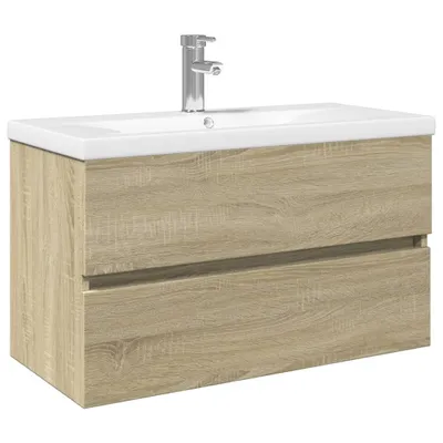 Produktbild von vidaXL 2-tlg. Badmöbel-Set Keramik und Holzwerkstoff