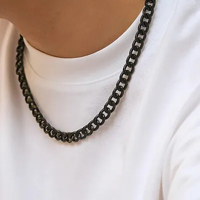 Produktbild von Go Go Gadget – Valentinstagsgeschenk für Ihn – Kubanische Gliederkette Herren Schwarz – Dicke Glieder – 5 mm – Halsketten – Gliederkette – Valentinstag für Männer – Geschenke