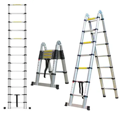 Image de Herzberg HG-5440 : Échelle télescopique rétractable en aluminium - 4,4 m