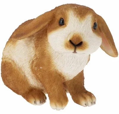 Zdjęcie produktu dla HOWHOMELY | Figurka ogrodowa – rzeźba ogrodowa – 17 cm – beżowa – brązowa – element dekoracyjny – królik – do ogrodu – dekoracyjna