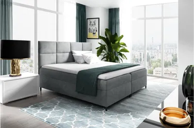 Obrázek produktu pro Postel boxspring s úložným prostorem BRIGITA - 200x220, šedá + topper