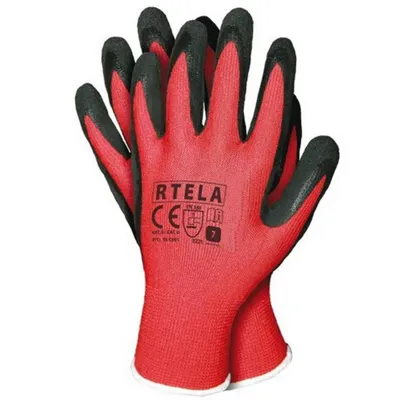 Produktbild von Arbeitshandschuhe mit Latexbeschichtung, rot/schwarz 10