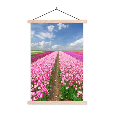 Produktbild von MuchoWow® Textilposter Tulpen - Sonne - Frühling 40x60 cm mit holzfarbenen Rahmen - Poster