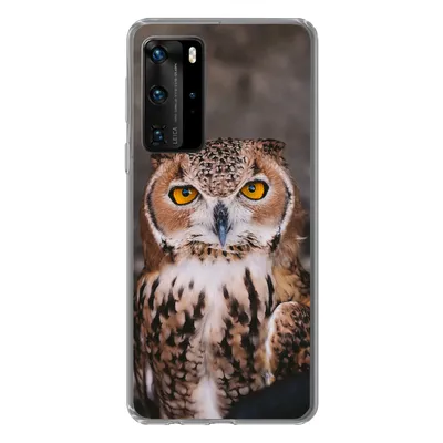 Produktbild von MuchoWow® Handyhülle Schutzhülle Hülle für Huawei P40 Pro Braune Eule schaut direkt in die Kamera Silikon Softcase Handy Hülle - Schutz