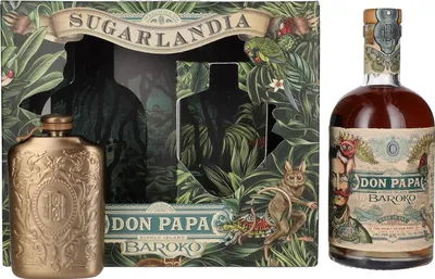 Produktbild von Don Papa Baroko Rum, Geschenkset mit Flachmann, 40% Vol. 0,7 l