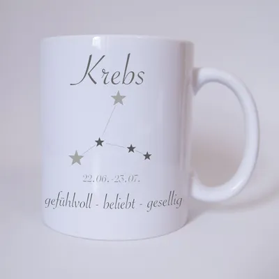 Bandneu ! Sichere dir jetzt für dich selbst oder als Geschenk die einzigartige Sternzeichen Krebs Tasse von TassenKing.com