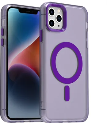 Produktbild von Handyhülle für iPhone 12 Pro Max, Hülle Kompatibel mit MagSafe, Schlank Durchscheinend Matt Stoßfest Schutzhülle Lila