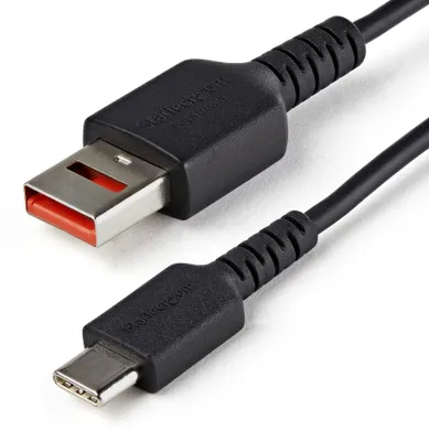 Zdjęcie produktu dla StarTech.com 3ft (1m) Secure Charging Cable, USB-A to USB-C Data Blocker Charge-Only Cable, No-Data Power-Only Charger Cable for Phone/Tablet, Data Blocking USB Protector Adapter Cable - 5V at 2.4A (12W max)