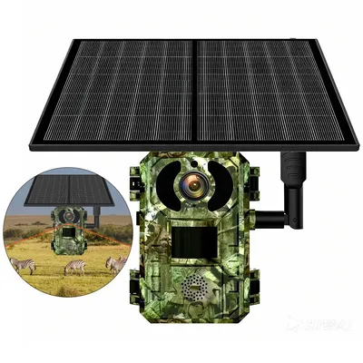 Produktbild von Kabellose Solar-Überwachungskamera mit 4G LTE, HD Bild, wasserdicht, ideal für Garten, Wald oder Ranch