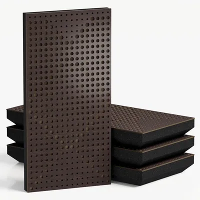 Imagen del producto de Juego de 10 paneles acústicos estrechos WILDS-F, 50x25x5 cm, wengué/beige