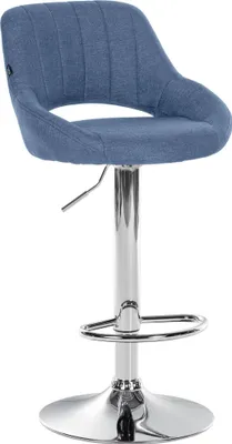 Produktbild von CLP Barhocker Milet Stoffbezug höhenverstellbar drehbar mit Rückenlehne blau Gestell Farbe chrom