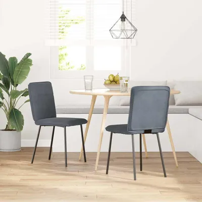 Produktbild von vidaXL Esszimmerstühle 2 Stk. Dunkelgrau Samt