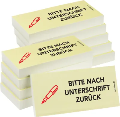 Produktbild von PRICARO Haftnotizen "Nach Unterschrift zurück", 100 Blatt, 10 Stück