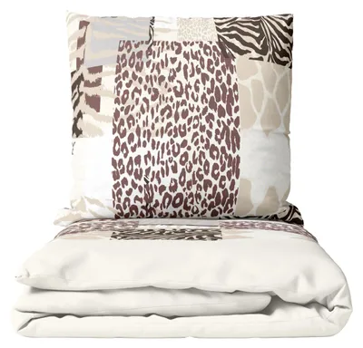 Produktbild von Bettwäsche 135x200 cm Set Fleece Winter Tierdruck Leopard Zebra Patchwork Stil flauschig warm 4 teilig