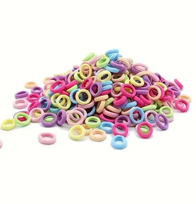 Produktbild von 500 bunte Nylon-Haarbänder & Scrunchies – weich, dehnbar & stylisch, ideal für Pferdeschwanz, Zopf, Freizeit und Sport – sanft zum Haar, elastisch und