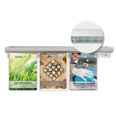 Produktbild von Franz Mensch Infoboard Powergrip Klemmleiste 50 cm selbstklebend Wandmontage