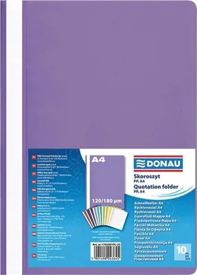 Obrázok produktu pre Plastové rýchloviazače DONAU A4, fialové, 10 ks
