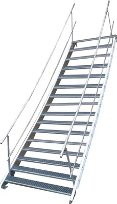 Produktbild von Stahltreppe 16 Stufen-Breite 70cm Variable-Höhe 274-340cm beidseit. Geländer