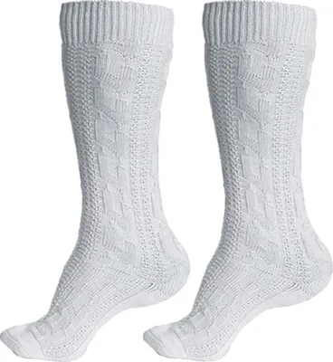 Produktbild von Traditionelle Socken Traditionelle Strümpfe Zopfmuster 40cm in drei Farben Weiß, Natur, Meliert , Farbe:Weiß, Größe:41-43