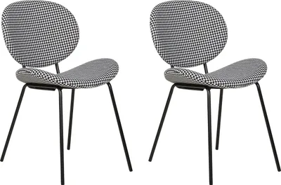 Produktbild von BELIANI Esszimmerstuhl 2er Set Schwarz und Weiß Stoff mit Rückenlehne Schwarzen Metallbeinen Modernes Retro Design für Esszimmer Wohnzimmer Ausstattung