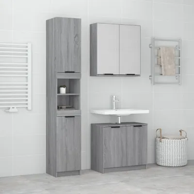 Produktbild von 3-tlg. Badmöbel-Set Grau Sonoma Holzwerkstoff 3115882