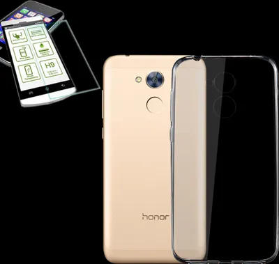 Produktbild von Silikoncase Transparent Tasche + 0,3 H9 Hartglas für Huawei Honor 6A Hülle Neu