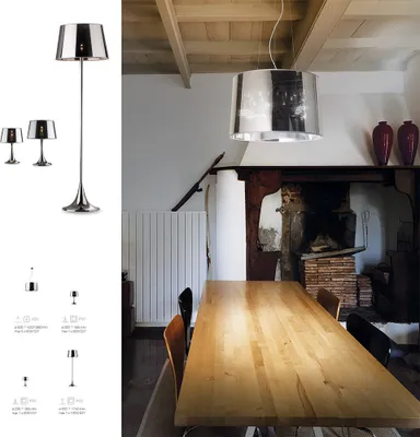 Image de Abat-jour Lampadaire ↥1740mm | Design | Tissu | Rétro | Chrome | Stand Lampe-parapluie Lampe sur pied Lampe sur pied Lampadaire