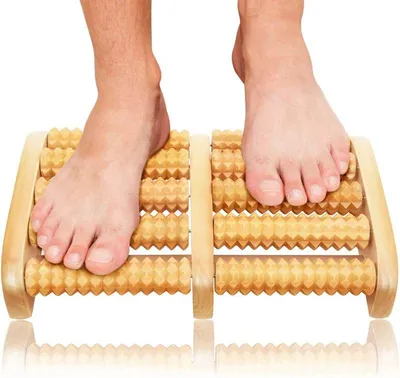 Image de Rouleau de massage des pieds en bois Unique Beauty - 2 x 5 rouleaux de massage pour la réflexologie plantaire