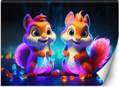 Produktbild von Vlies fototapete Neon-Eichhörnchen 350x245 cm Feeby Bunt inkl. Kleber einfache Montage