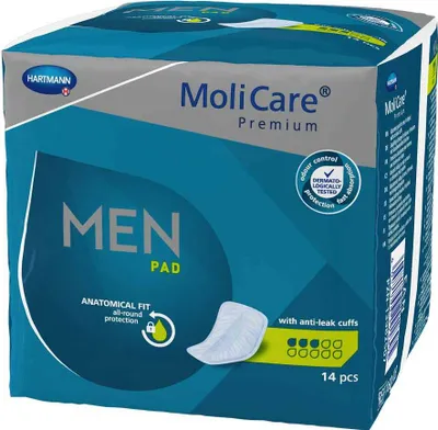Produktbild von Hartmann MoliCare Premium Men Pad 3 Tropfen - Einlagen in Taschenform 8 x 14 Stk.