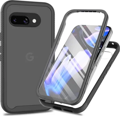A Google Pixel phone case is shown, with the phone and case disassembled to highlight the protective features.