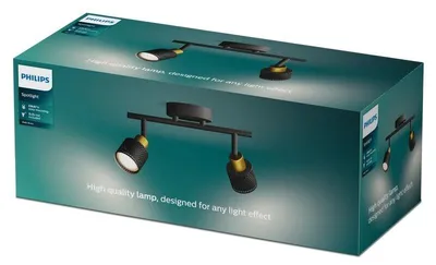 Image de Philips 8720169300095 Niall Spot de plafond / spot 2xGU10 Noir, laiton, ClickFix
