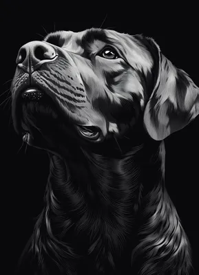 Image de Affiche 13 x 18 cm Portrait d'animaux pour le salon | Labrador | Noir et blanc