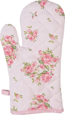 Produktbild von Clayre & Eef Ofenhandschuh 18x30 cm Rosa Baumwolle Rosen