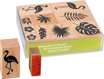 Produktbild von Heyda 204888684 Stempel-Set „Dschungel“ Setgröße 12 x 10 x 3 cm, 10 Holz-Stempel