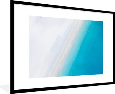 Produktbild von MuchoWow® Gerahmtes Poster Strand - Meer - Blau 90x60 cm - Poster mit Schwarzem Bilderrahmen Wandposter Rahmen Foto Bilder - Wanddekoration - Fotos