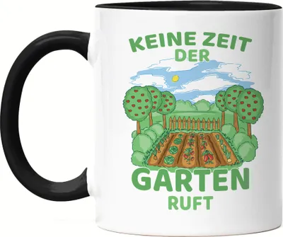 Produktbild von Keine Zeit Der Garten Ruft Tasse Schwarz Hobby-Gärtner Pflanzen Garten Blumen Geschenkidee