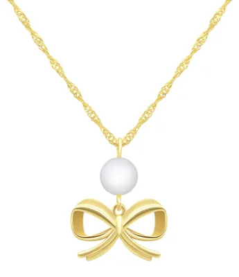 Produktbild von Gilieyer Glänzend Schleife Halskette Anhänger, Kette Damen Gold Silber Schleifen