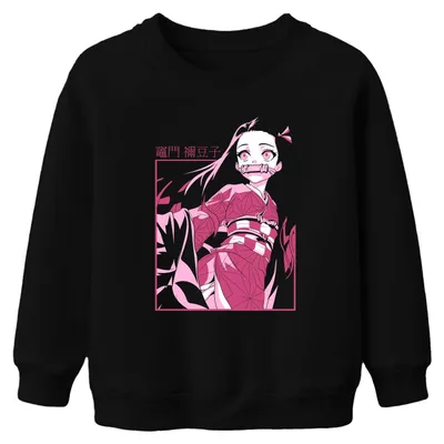 Immagine prodotto di Nezuko Kimetsu no Yaiba Demon Girl Bamboo Anime Gift Unisex Kids Felpa Pullover, nero, 140