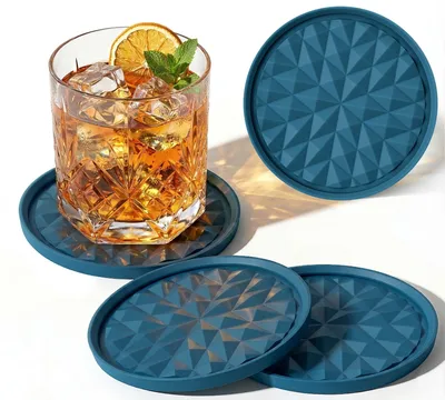 Silikon Untersetzer 4er-Set, 9,5 cm, rund, dunkelblau