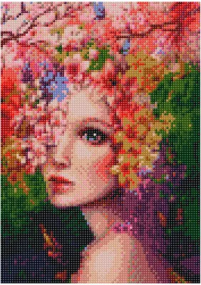 Produktbild von Diamantmosaik, Stickerei 30x40 Frau in Vierpass Flamingo Linie