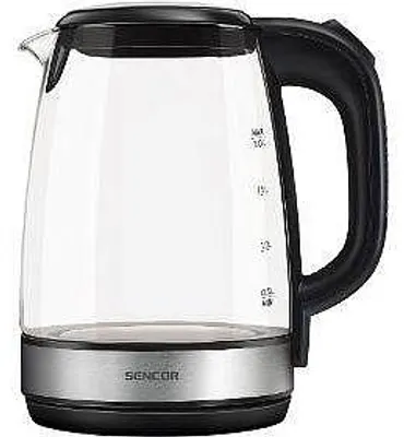 Zdjęcie produktu dla Sencor SWK 2080BK, 2 l, 2200 W, Czarny, Przezroczysty, Szkło, Metal, Wskaźnik poziomu wody, Bezprzewodowy