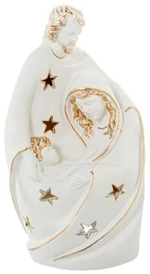 Productafbeelding van Keramieken kaarsenhouder, wit en goud, 16 x 11 x 28 cm