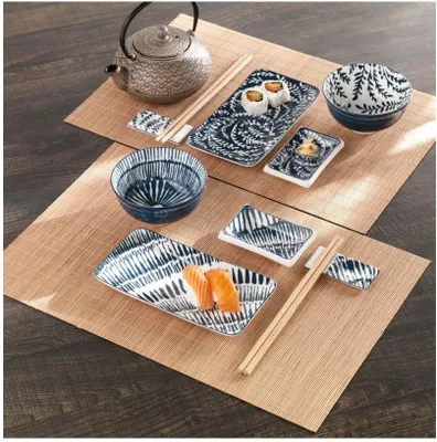Produktbild von Sushi-Set mit 12 Teilen: Servietten, Essstäbchen, Schalen und Schüssel
