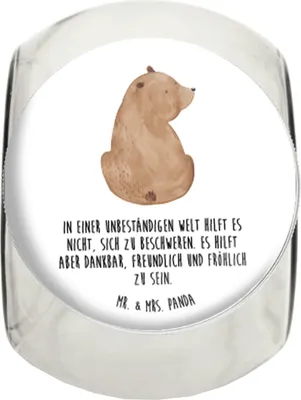Produktbild von Mr. & Mrs. Panda Lebensmittelbehälter Bär Schulterblick L 870ml - Weiß - Geschenk, Teedose, Teddy, Motivation, glasbehälter, Selbstachtung, Bonboniere, Weisheit, Bären