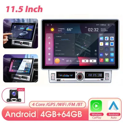 Zdjęcie produktu dla Radio samochodowe - 2 DIN, system Android, CarPlay - ekran dotykowy 29 cm - 4 GB RAM, 64 GB pamięci wewnętrznej - nawigacja GPS - FM RDS, Bluetooth - obsługa kamery cofania AHD