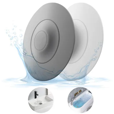 Image de Bouchon universel pour éviers, en silicone, lot de 2, gris et blanc, avec filtre à cheveux